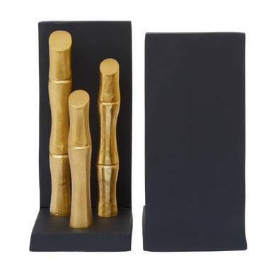 Set of Two Gold Finish Bamboo Effect Bookends