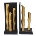Set of Two Gold Finish Bamboo Effect Bookends