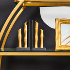 Set of Two Gold Finish Bamboo Effect Bookends
