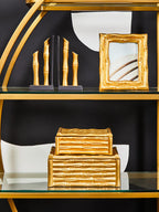 Set of Two Gold Finish Bamboo Effect Bookends