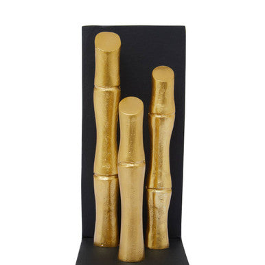 Set of Two Gold Finish Bamboo Effect Bookends