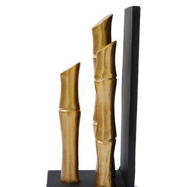Set of Two Gold Finish Bamboo Effect Bookends