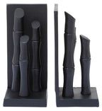 Set of Two Black Finish Bamboo Effect Bookends