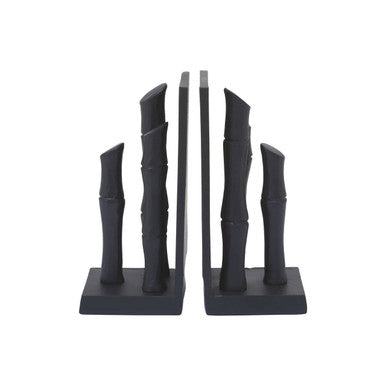 Set of Two Black Finish Bamboo Effect Bookends