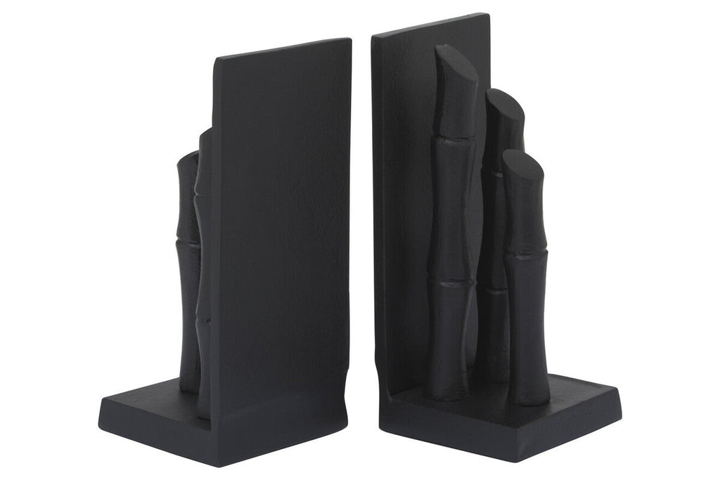 Set of Two Black Finish Bamboo Effect Bookends