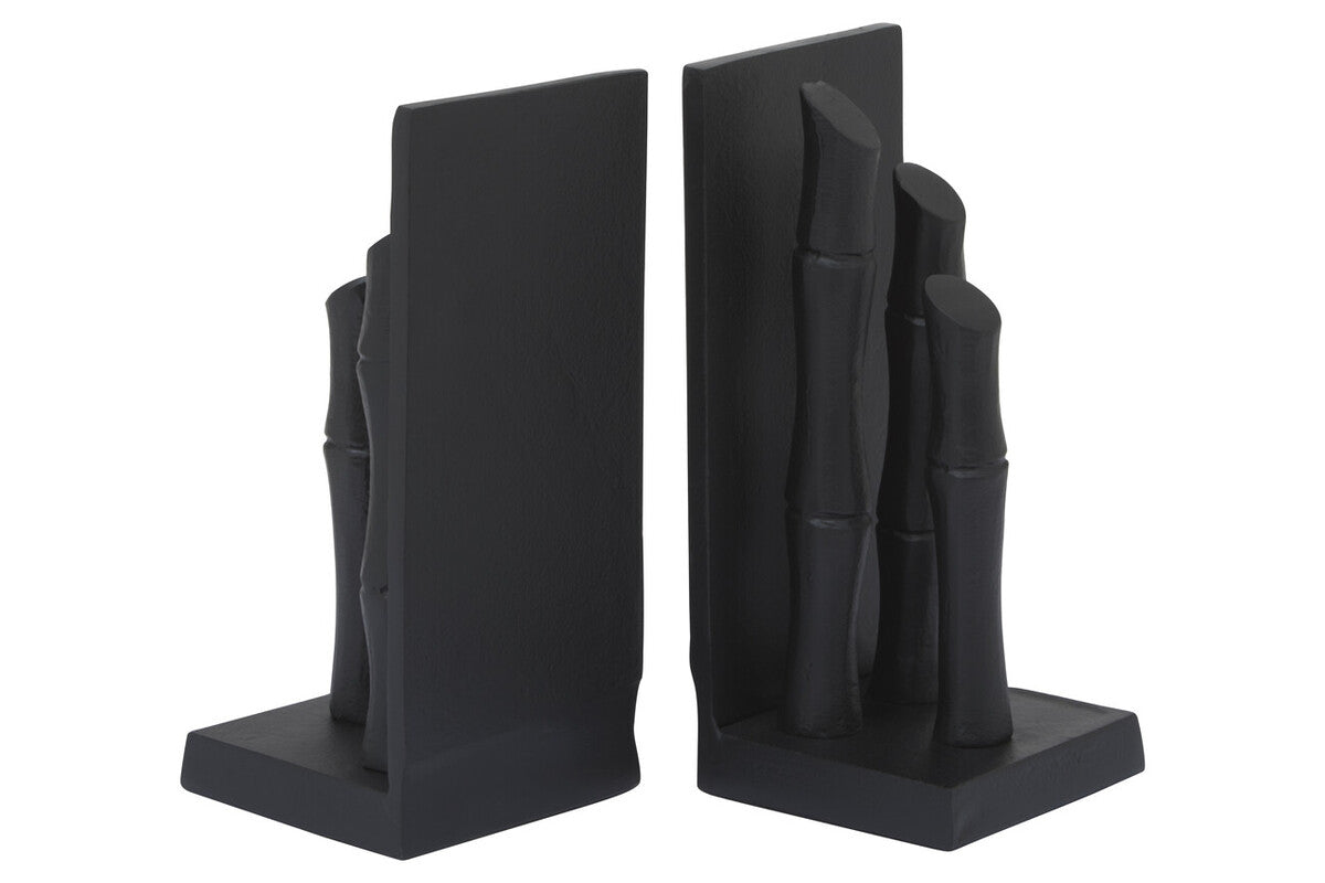 Set of Two Black Finish Bamboo Effect Bookends