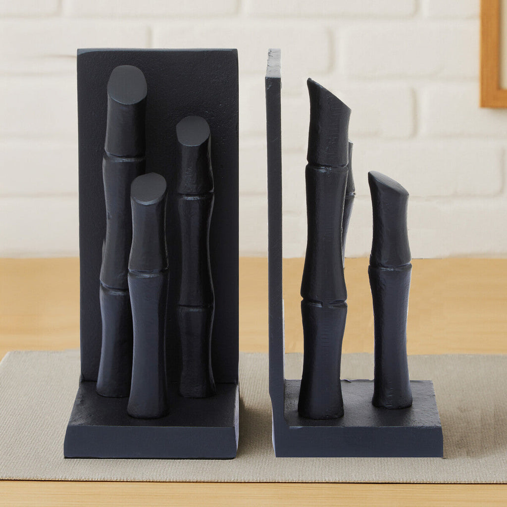 Set of Two Black Finish Bamboo Effect Bookends