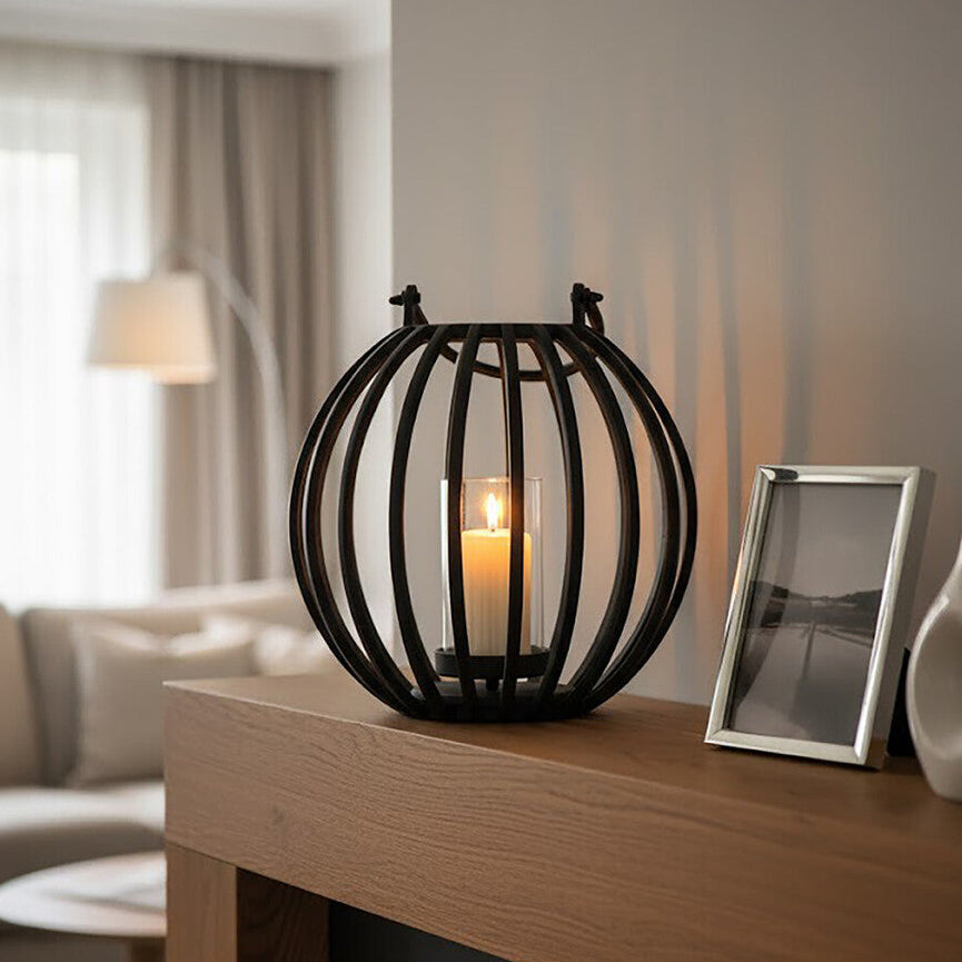 Large Matte Black Finish Lantern