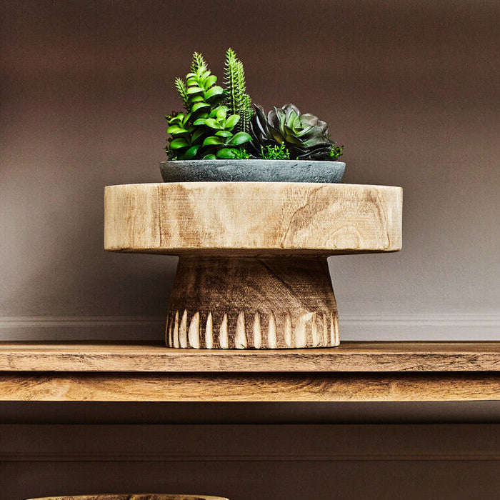 Natural Engraved Wood Decorative Bowl