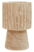 Natural Engraved Wood Vase with Pedestal Base