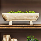 Natural Oval Decorative Dough Bowl with Footed Base