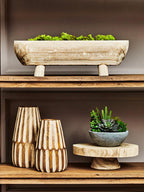 Natural Oval Decorative Dough Bowl with Footed Base