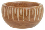 Brown and Natural Small Engraved Wood Decorative Bowl