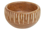 Brown and Natural Small Engraved Wood Decorative Bowl