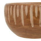 Brown and Natural Small Engraved Wood Decorative Bowl