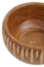 Brown and Natural Small Engraved Wood Decorative Bowl