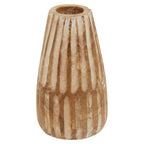 Brown and Natural Large Engraved Wood Vase