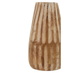 Brown and Natural Large Engraved Wood Vase