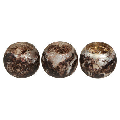 Set of 3 Brown Marble Effect Tealight Holders