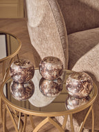Set of 3 Brown Marble Effect Tealight Holders