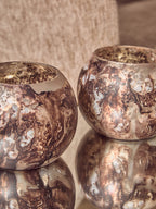 Set of 3 Brown Marble Effect Tealight Holders
