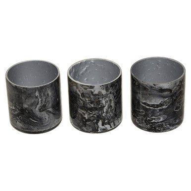 Set of 3 Grey Marble Effect Tealight Holders