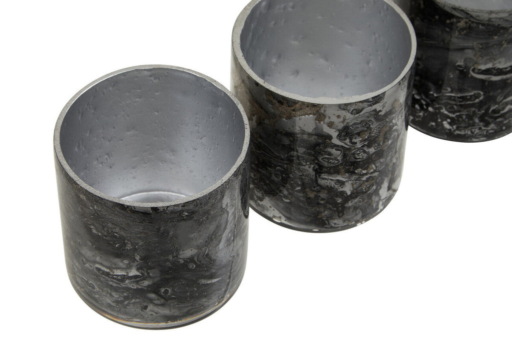 Set of 3 Grey Marble Effect Tealight Holders