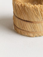 Natural Small Glass Candle Holder with Raffia Wrap
