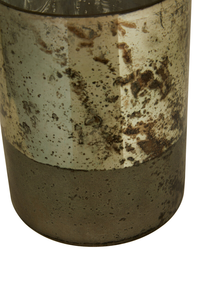Small Glass Vase in Metallic Antique Finish