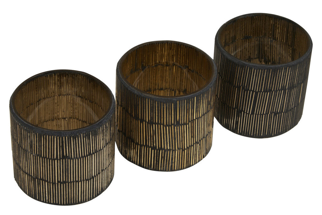 Set of 3 Mosaic Glass Tealight Holders