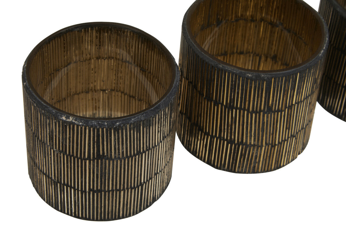 Set of 3 Mosaic Glass Tealight Holders