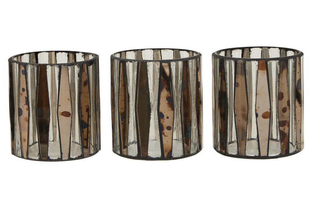 Smoked Antique Finish Set of 3 Tealight Holders