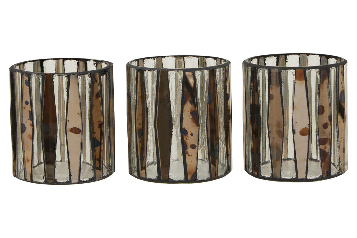 Smoked Antique Finish Set of 3 Tealight Holders