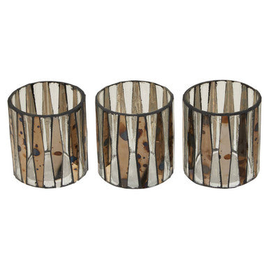 Smoked Antique Finish Set of 3 Tealight Holders
