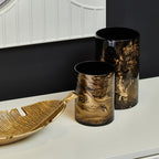 Black and Gold Marble Effect Large Candle Holder