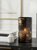 Black and Gold Marble Effect Large Candle Holder