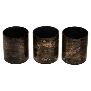 Set of 3 Black and Gold Tealight Holders