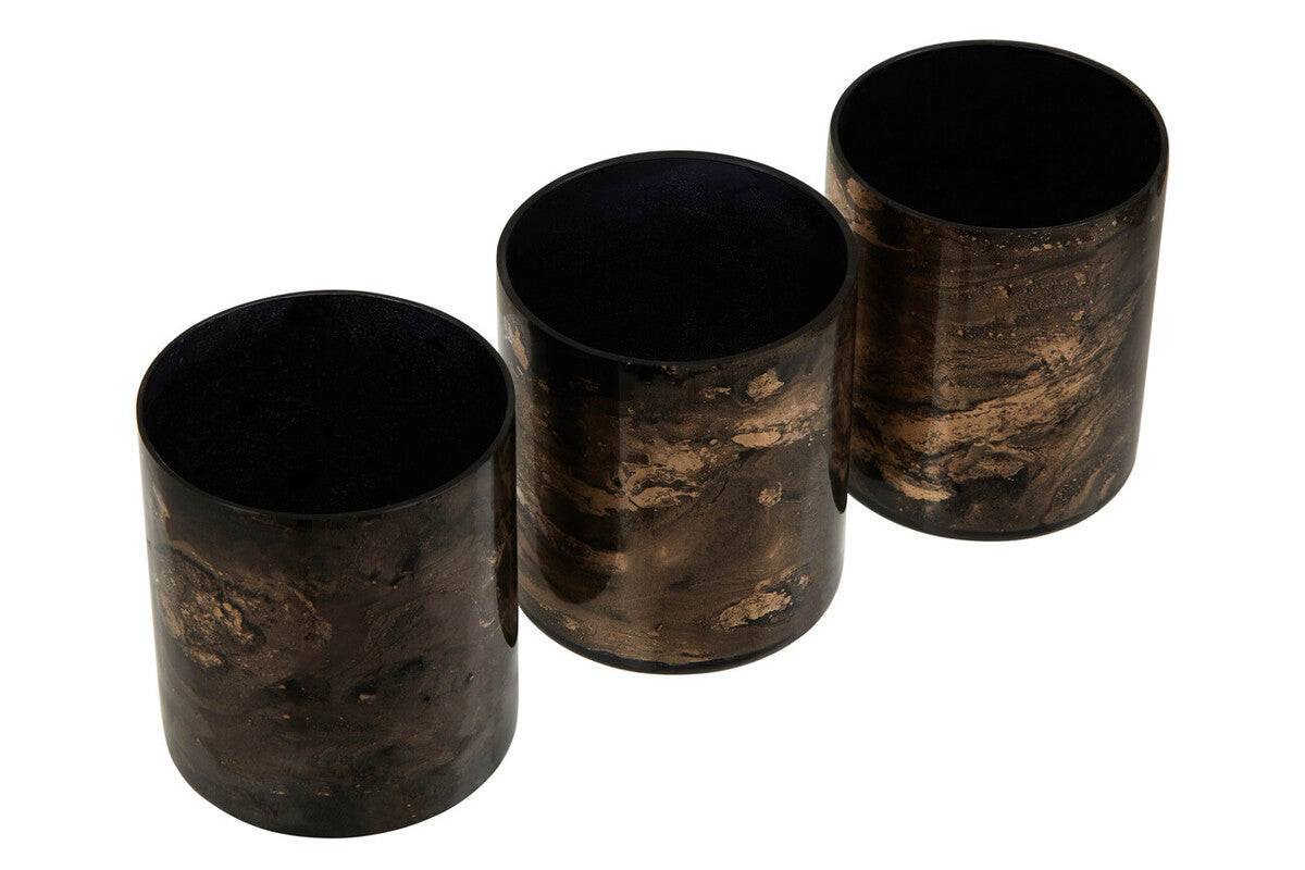 Set of 3 Black and Gold Tealight Holders
