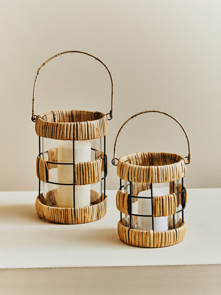 Natural and Black Large Lantern