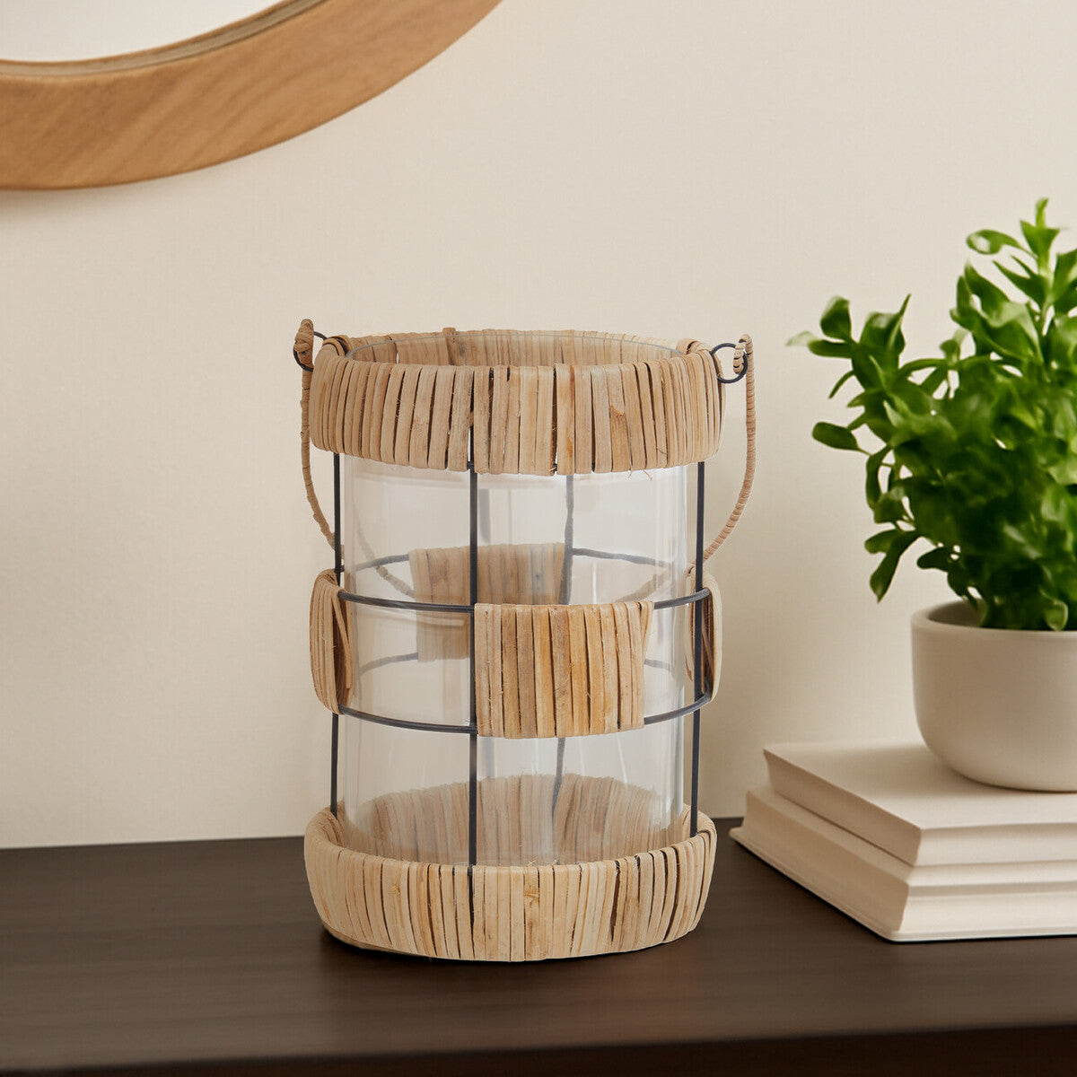 Natural and Black Large Lantern