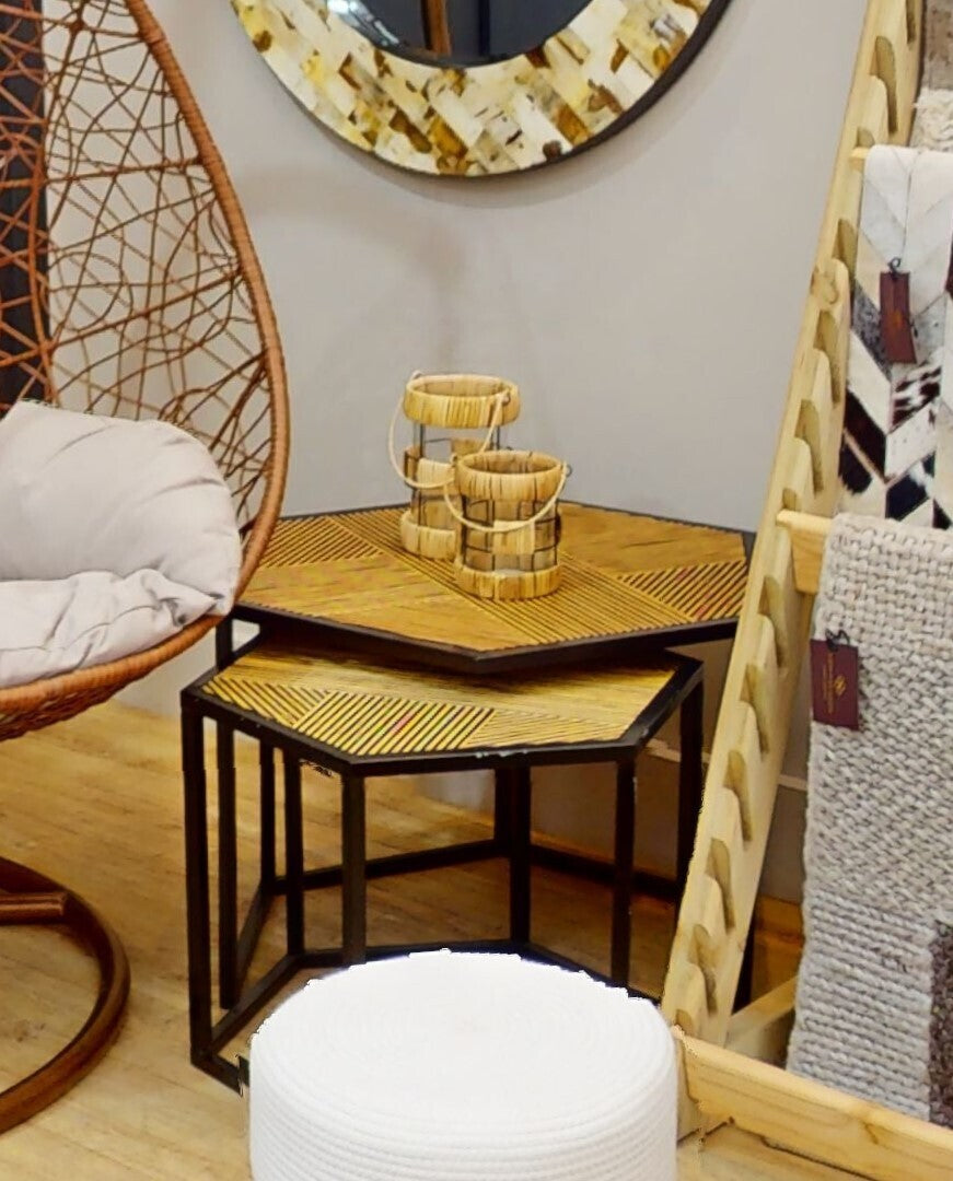 Natural and Black Small Lantern