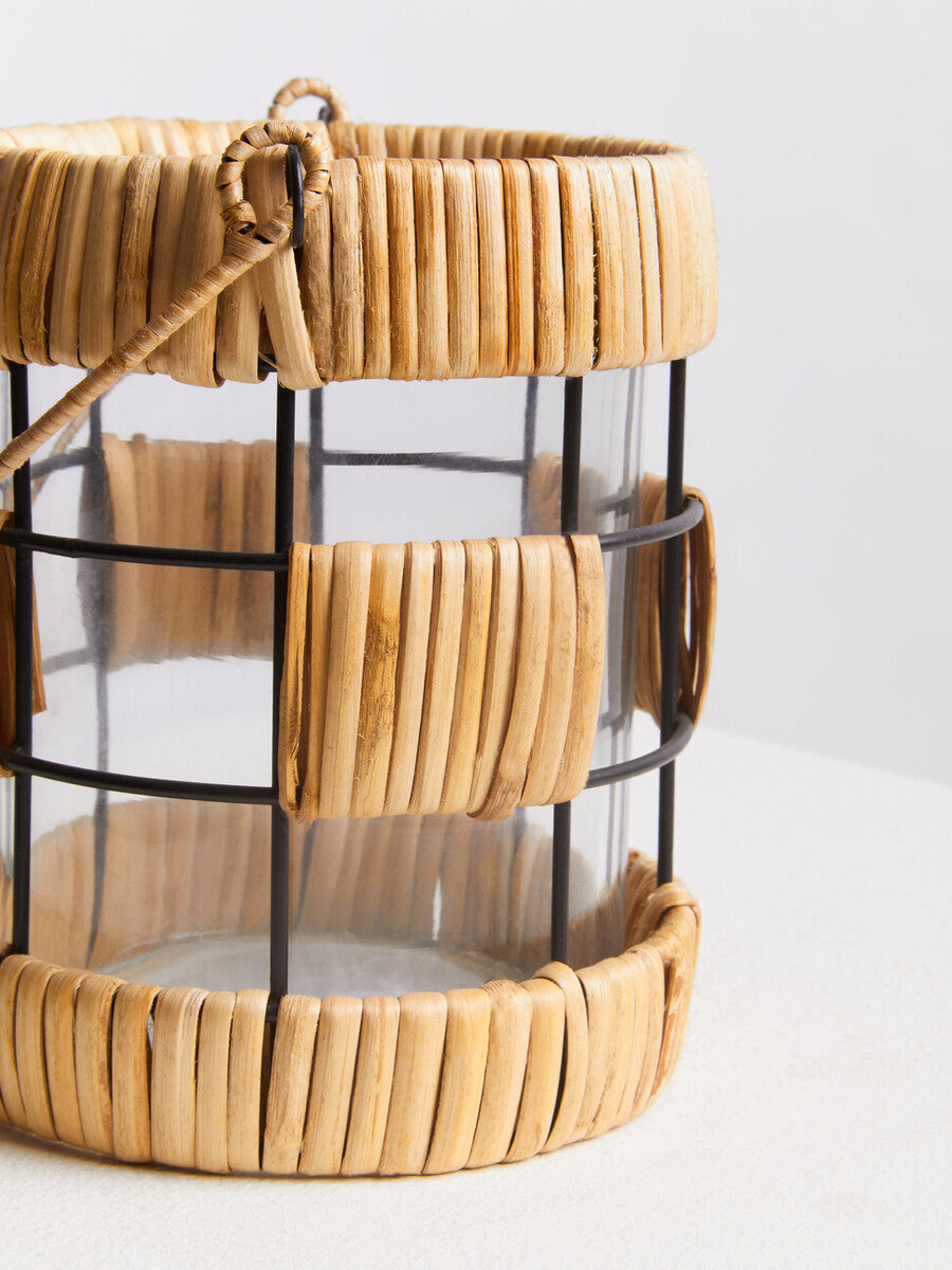 Natural and Black Small Lantern