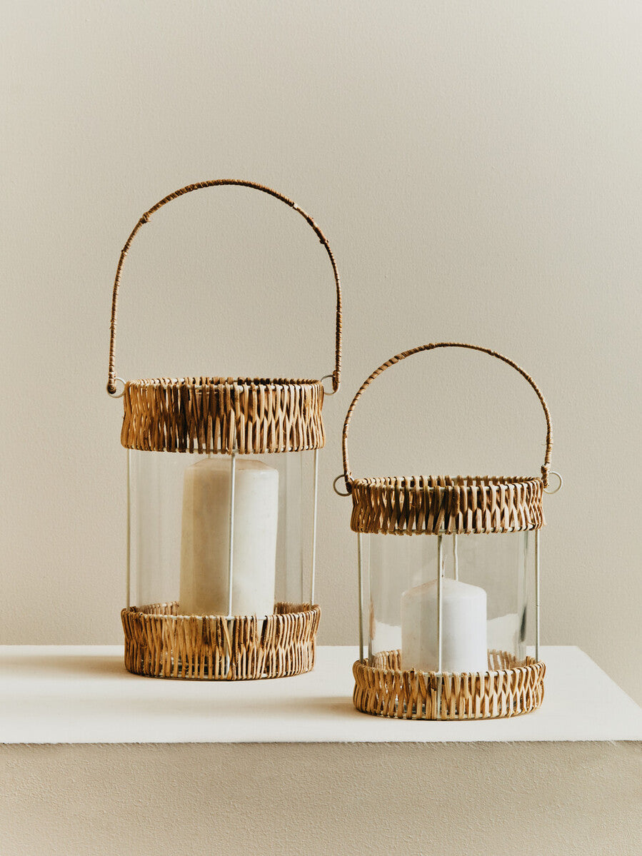 Natural and White Large Lantern