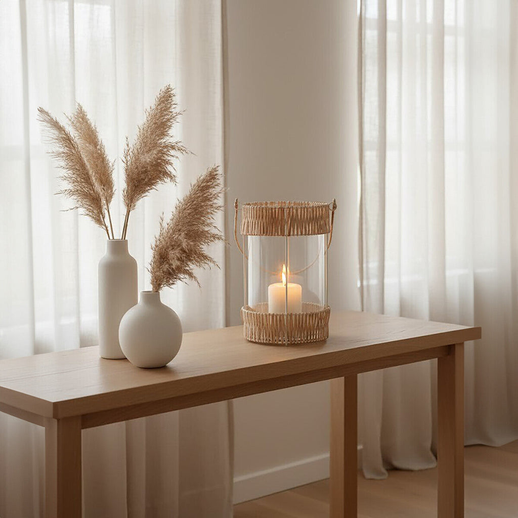 Natural and White Large Lantern