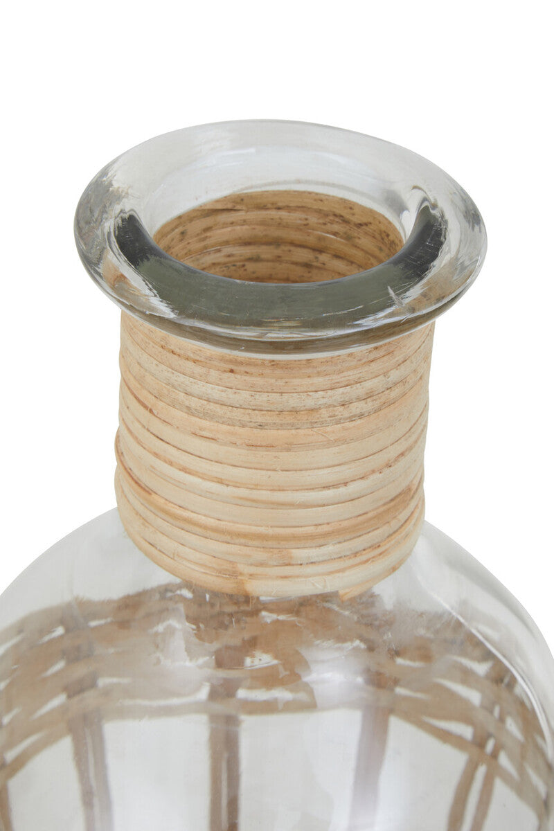 Natural Cane and Glass Large Vase