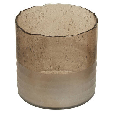 Natural Small Ribbed Glass Candle Holder