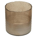 Natural Small Ribbed Glass Candle Holder