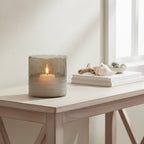 Natural Small Ribbed Glass Candle Holder
