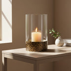 Antique Gold Finish and Glass Large Hurricane Candle Holder