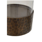 Antique Gold Finish and Glass Small Hurricane Candle Holder
